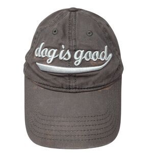 Dog Is Good Strapback Hat Gray OSFA Solid Embroidered Inspired By Dog